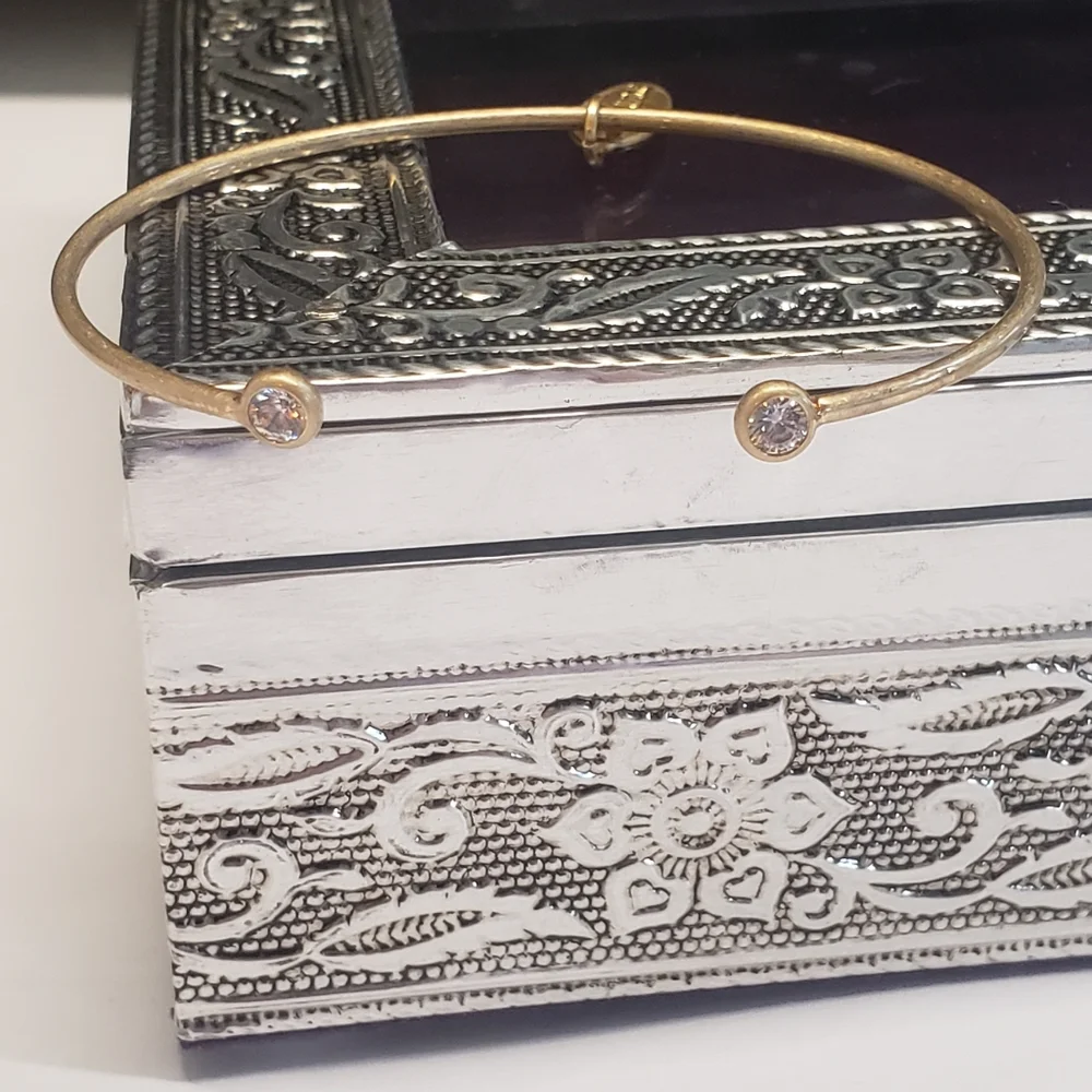 Plunder Gold Tone Crystal End Cuff Bracelet